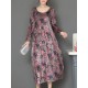 Elegant Women Thick Velvet Floral Dress