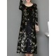 Elegant Women Thick Velvet Floral Dress