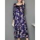 Elegant Women Thick Velvet Floral Dress