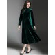 High Quality High Collar Long Sleeve Velvet Dress