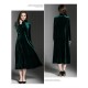 High Quality High Collar Long Sleeve Velvet Dress