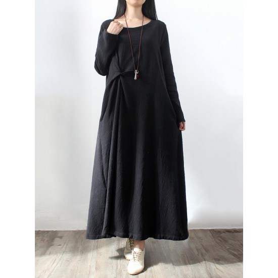 L-5XL Casual Women Fold Maxi Dress