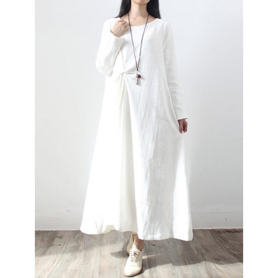 L-5XL Casual Women Fold Maxi Dress