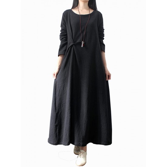 L-5XL Casual Women Fold Maxi Dress