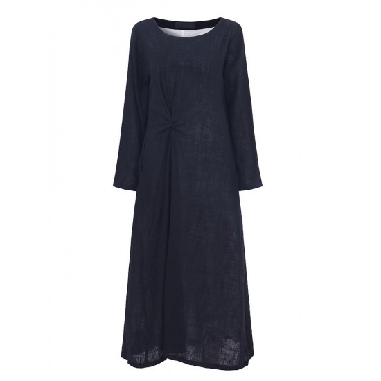 L-5XL Casual Women Fold Maxi Dress