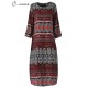 Plus Size Women Chinese Style Geometric Printed Midi Dress