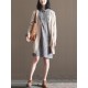 S-5XL Women Vintage Long Sleeve Striped Shirt Dress with Button
