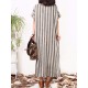 Casual Women Vertical Striped Dress O-neck Short Sleeves Dresses