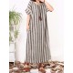 Casual Women Vertical Striped Dress O-neck Short Sleeves Dresses