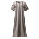 Casual Women Vertical Striped Dress O-neck Short Sleeves Dresses