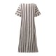 Casual Women Vertical Striped Dress O-neck Short Sleeves Dresses