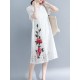 Cotton Lace Floral Embroidery Hollout Out Dress