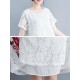 Cotton Lace Floral Embroidery Hollout Out Dress