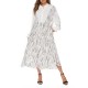 Kvinnor Elegant Crew Neck Flare Sleeve Kaftan Long Dress