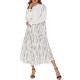 Kvinnor Elegant Crew Neck Flare Sleeve Kaftan Long Dress