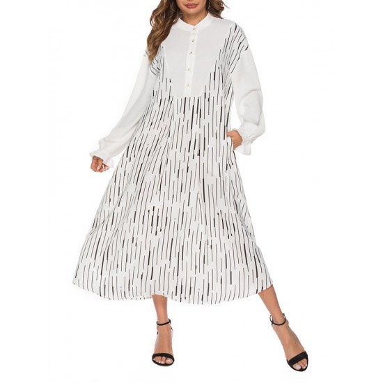 Kvinnor Elegant Crew Neck Flare Sleeve Kaftan Long Dress