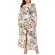 Plus Size Bohemian Floral Print Long Sleeve Maxi Dress