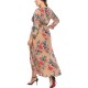 Plus Size Bohemian Floral Print Long Sleeve Maxi Dress