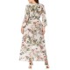 Plus Size Bohemian Floral Print Long Sleeve Maxi Dress