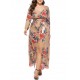 Plus Size Bohemian Floral Print Long Sleeve Maxi Dress