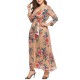 Plus Size Bohemian Floral Print Long Sleeve Maxi Dress