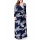 Plus Size Bohemian Printed V-neck Long Sleeve Maxi Dress