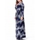 Plus Size Bohemian Printed V-neck Long Sleeve Maxi Dress