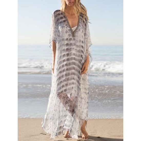 Plus Size Bohemian V-neck Loose Beach Dress