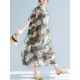 Plus Size Floral Print Batwing Sleeve Chiffon Dress