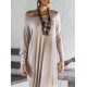 Women Elegant Off-shoulder Solid Color Long Sleeve Maxi Dress