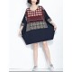 Loose Printed Stitching Batwing Sleeve Mini Dress for Women