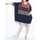 Loose Printed Stitching Batwing Sleeve Mini Dress for Women