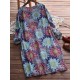 Plus Size Women Floral Print Long Sleeves Long Blouse