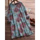 Plus Size Women Floral Print Long Sleeves Long Blouse