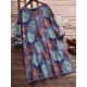 Plus Size Women Floral Print Long Sleeves Long Blouse