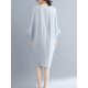 Women Fashion Batwing Sleeves Cotton Linen Mini Dress