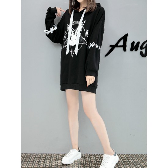 Women Removable Sleeves Hoodies Casual Cute Rabbit Print Sweatshirts