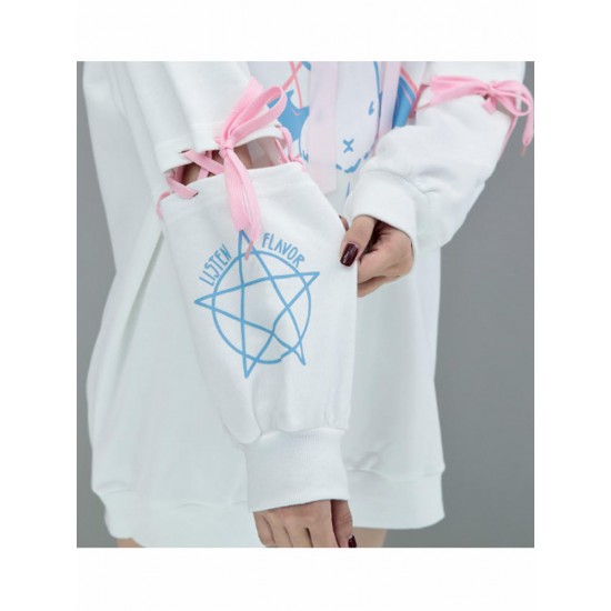 Women Removable Sleeves Hoodies Casual Cute Rabbit Print Sweatshirts Women Removable Sleeves Hoodies Casual Cute Rabbit Print Sweatshirts