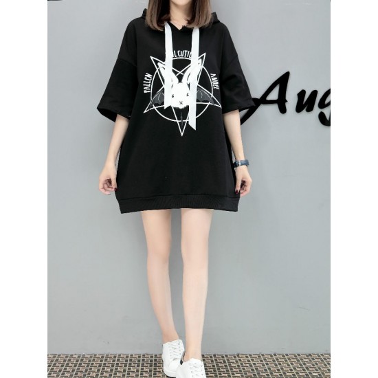 Women Removable Sleeves Hoodies Casual Cute Rabbit Print Sweatshirts Women Removable Sleeves Hoodies Casual Cute Rabbit Print Sweatshirts