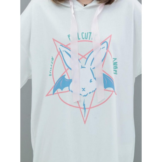 Women Removable Sleeves Hoodies Casual Cute Rabbit Print Sweatshirts Women Removable Sleeves Hoodies Casual Cute Rabbit Print Sweatshirts