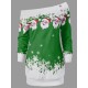 Women Santa Claus Print Casual Christmas Long Sleeve Mini Dress