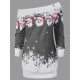 Women Santa Claus Print Casual Christmas Long Sleeve Mini Dress