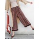 Bohemian Women Patchwork Elastic Waist Wide Leg Pants