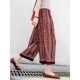 Bohemian Women Patchwork Elastic Waist Wide Leg Pants