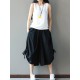 Casual Loose Solid Folk Style Pocket Side Slit Women Pants