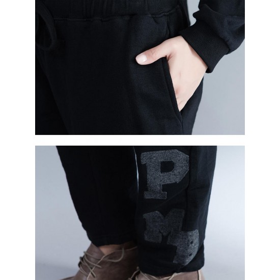 Casual Women Embroidery Printing Elastic Waist Pants