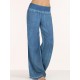 Casual Women Faux Denim Wide Leg Pants