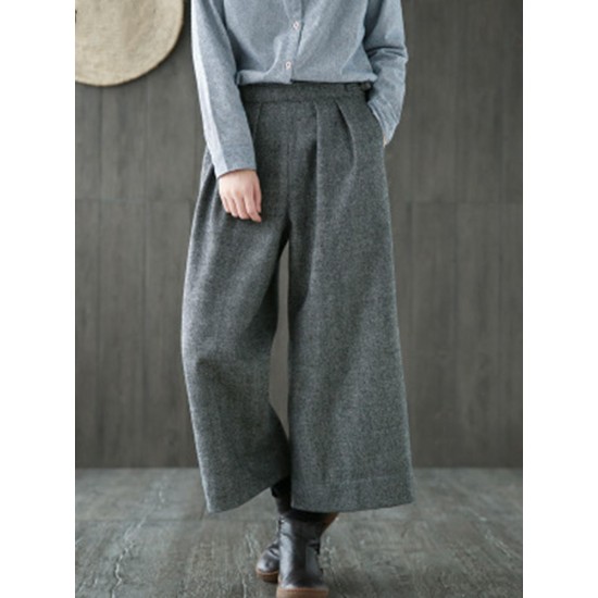 Casual Women Plaid Wide Leg Pants