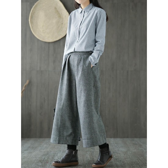 Casual Women Plaid Wide Leg Pants