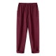 Casual Women Pockets Straight Elastic Waist Harem Pants